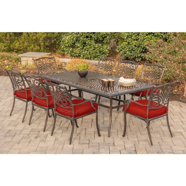 Cambridge Seasons 9Piece Dining Set with 8 Stationary Chairs and a 42in. x 84In. Table in Red