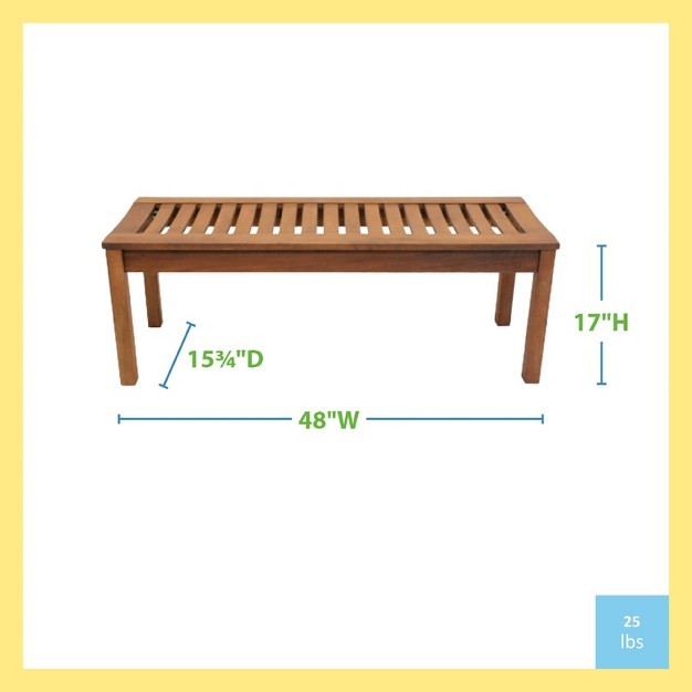 Achla Designs Indoor outdoor Natural Oil Finish Eucalyptus Backless Garden Bench