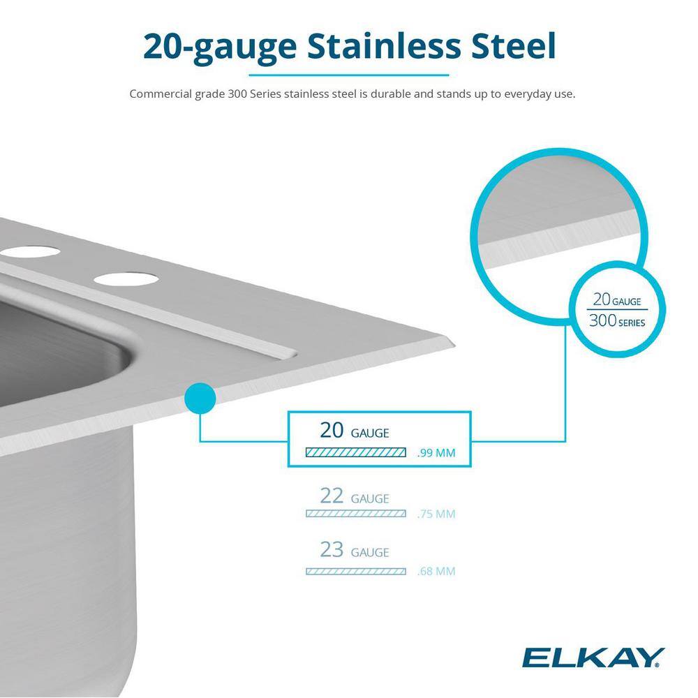 Elkay Parkway 20-Gauge Stainless Steel 15 in. Single Bowl Drop-In Kitchen Sink with Faucet HDSB15156PWK