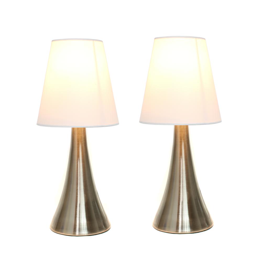 Simple Designs Valencia 2 Pack Mini Touch Table Lamp Set with Fabric Shades