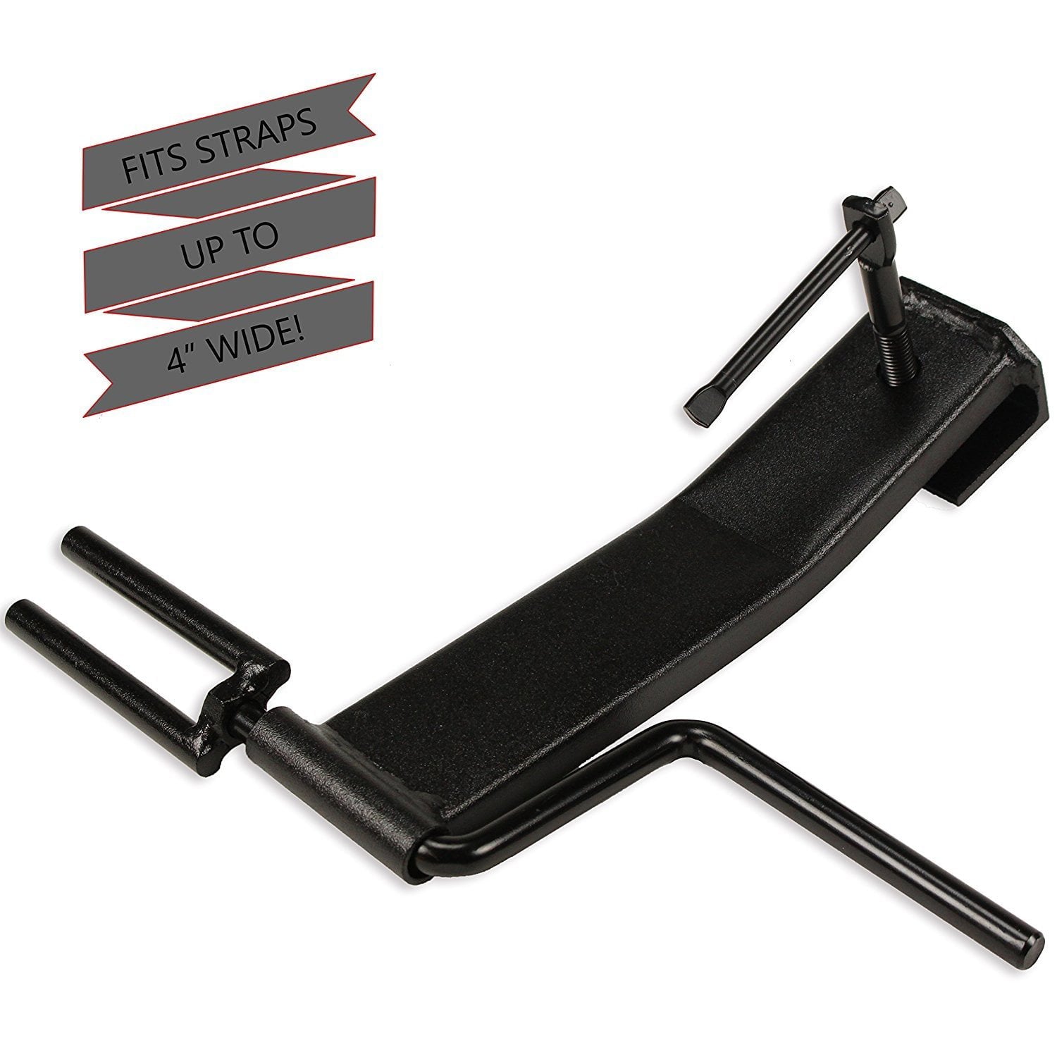 Cargo TieDown Strap Winder, Powder Coated Black. Flatbed Trailer Winch Strap Rollup. For Straps up to 4" wide. Also used in Trucks, Warehouse, Dock, Vans.