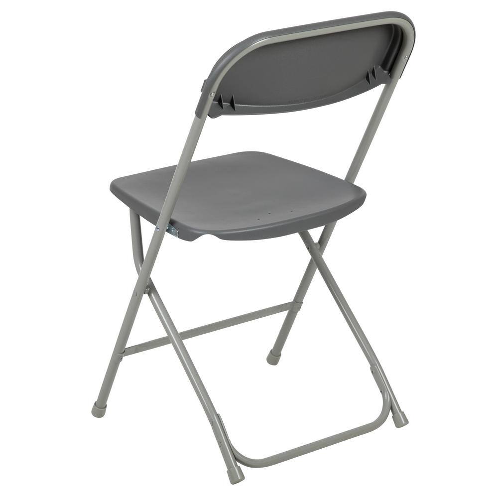 Carnegy Avenue Grey Plastic Seat with Metal Frame Folding Chair (Set of 2) CGA-LE-274400-GR-HD