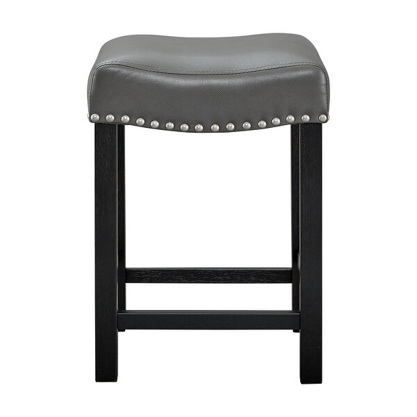 Porch and Den Ariana Gray Faux Leather Counter Stool - Set of 2