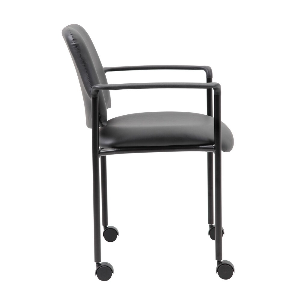 Boss Square Back Diamond Stacking Chair with Arm in Black Caressoft