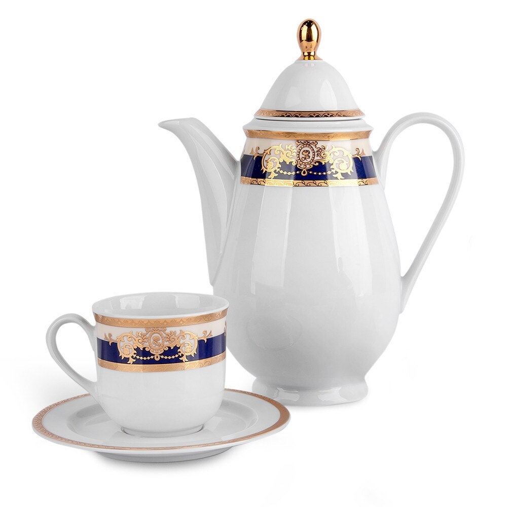 Prague Nights White Porcelain Coffee Pot   40.58 fl oz