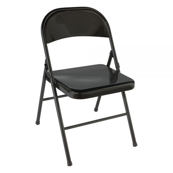 Metal Folding Chairs， Black， Set Of 4 Chairs