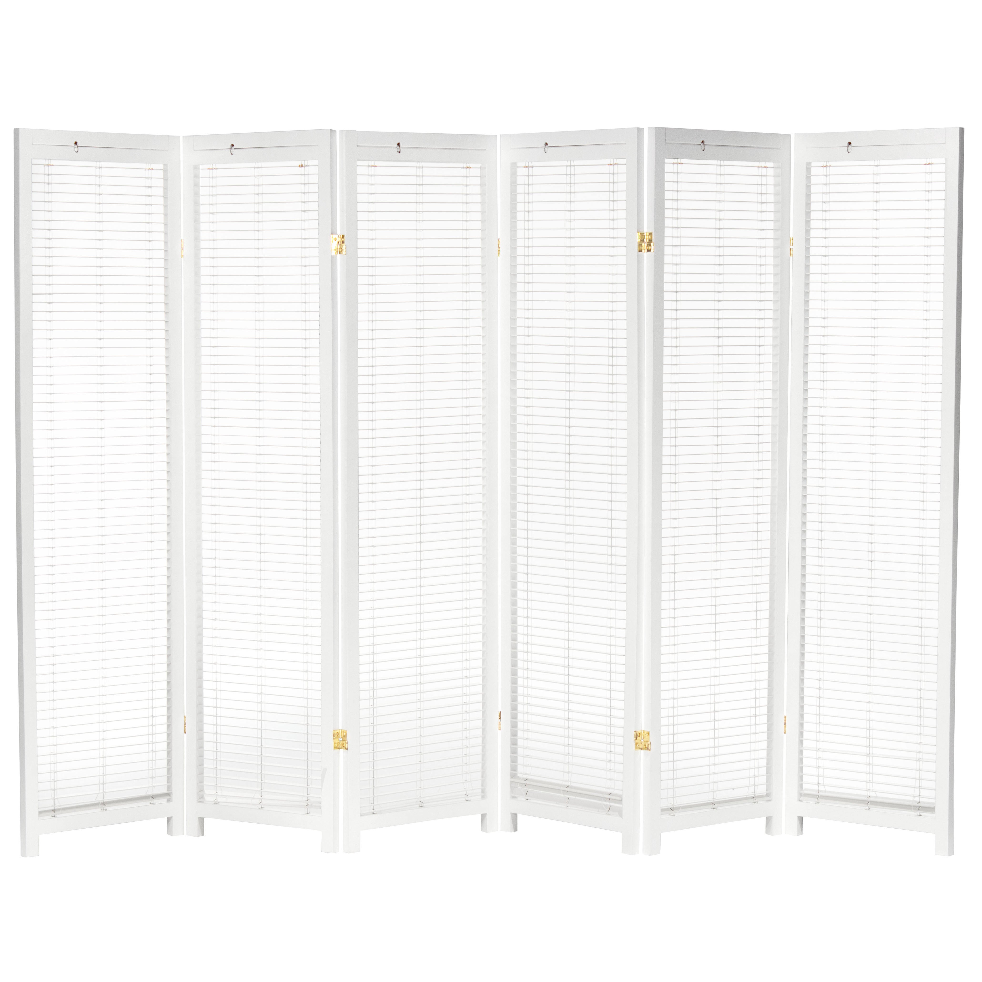 Oriental Furniture 6 ft. Tall Adjustable Shutter Room Divider White - 6 Panel