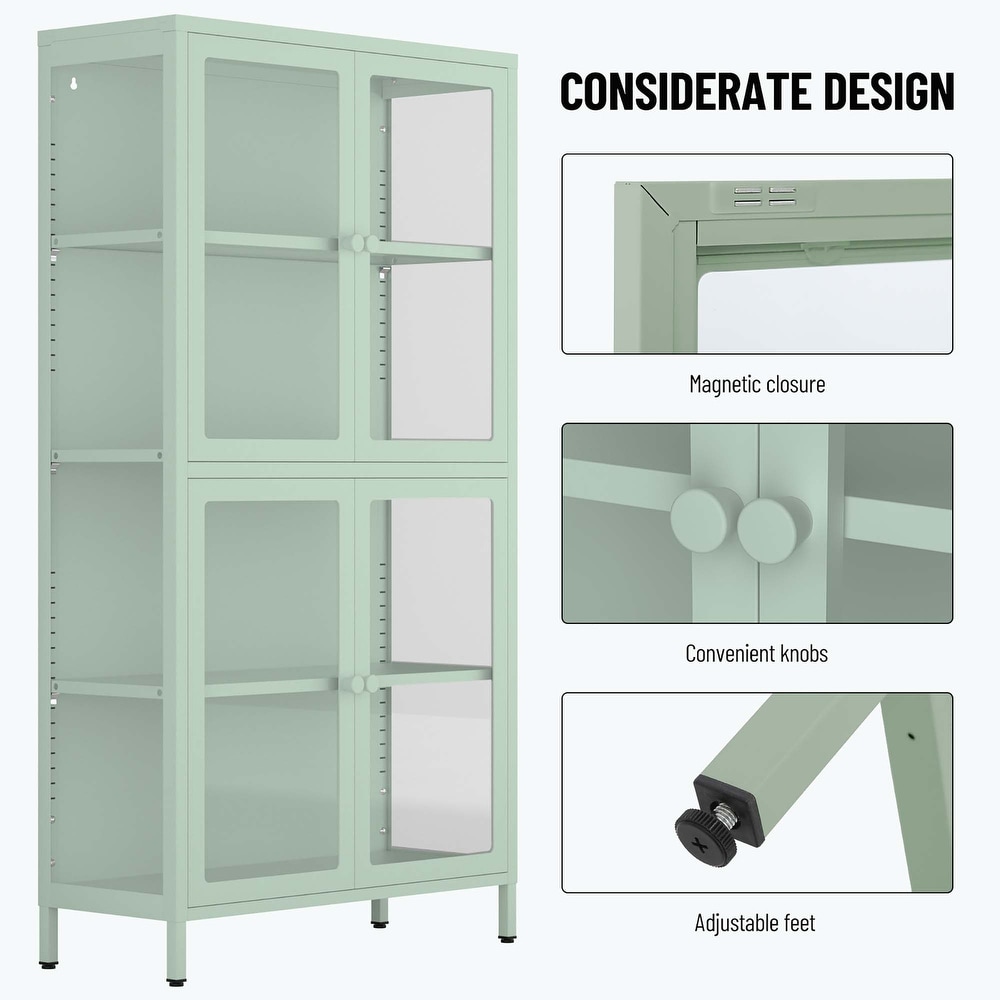 our Glass Door Storage Cabinet with Adjustable Shelves