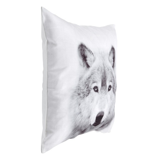 Kate And Laurel Como Wolf Print Throw Pillow Cover 18x18 White