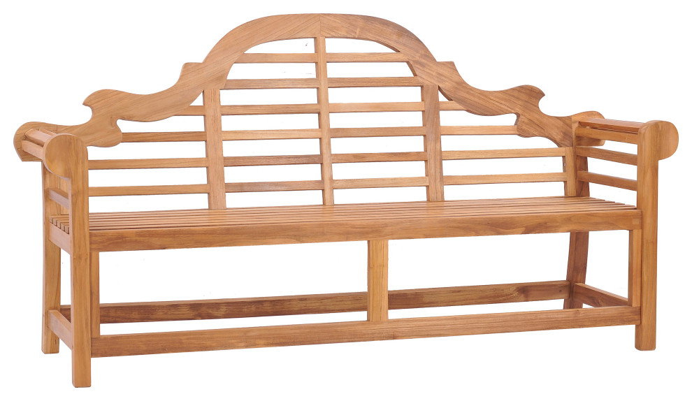 Teak Wood Lutyens Outdoor Triple Bench   Traditional   Outdoor Benches   by Chic Teak  Houzz