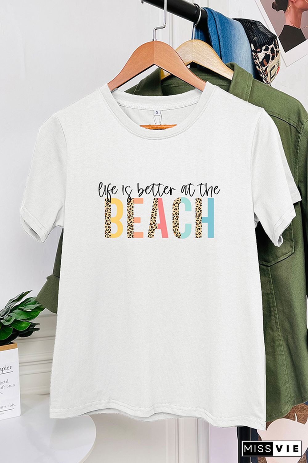 Life is better at the beach Sleeve Graphic Tee Wholesale