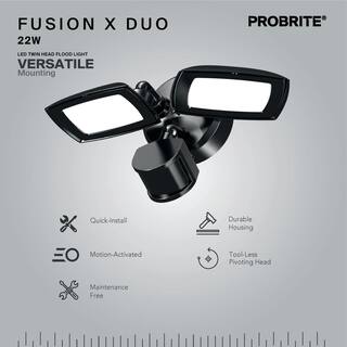 PROBRITE 30-Watt Bronze Outdoor Integrated LED Flood Light 3000 Lumens Twin Head Motion-Activated Flood Light (2-Pack) FSXD30-MS-4K-BZ-2PK