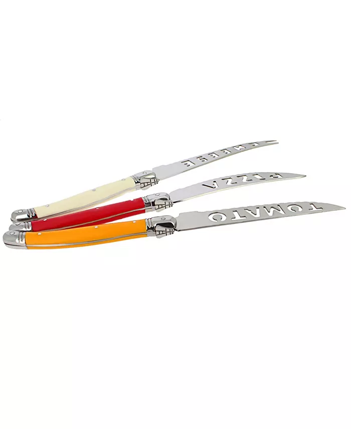 French Home Laguiole Pizza Tomato and Cheese Knife Tuscan Sunset Set of 3