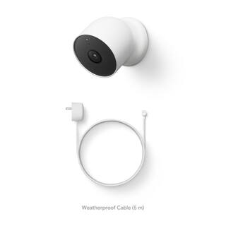 Google Nest Cam (Battery) - Outdoor or Indoor Security Camera + Weatherproof Cable (5M) GA03777