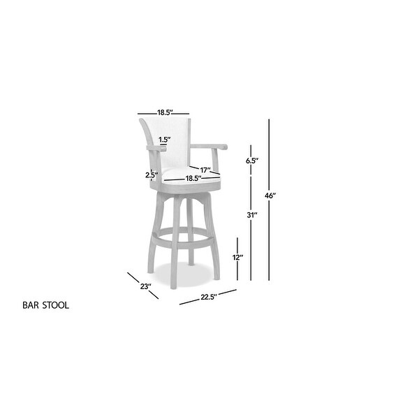 Williams Oak Wood Swivel Bar Stool and Counter Stool with Armrests