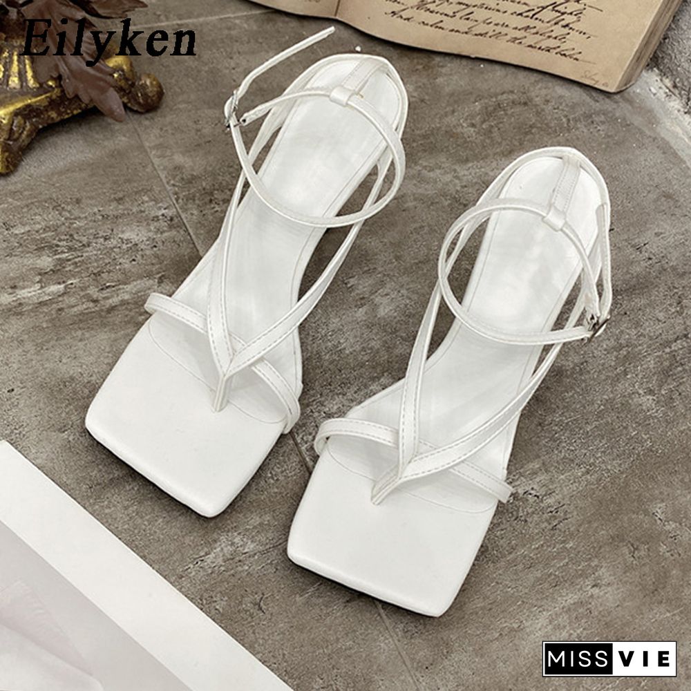 Eilyken Ankle Strap Women Sandals Fashion Brand Thin High Heel Gladiator Sandal Shoes Narrow Band Party Dress Pump Shoes