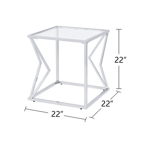 Square Glass End Table with Metal Base in Chrome Finish