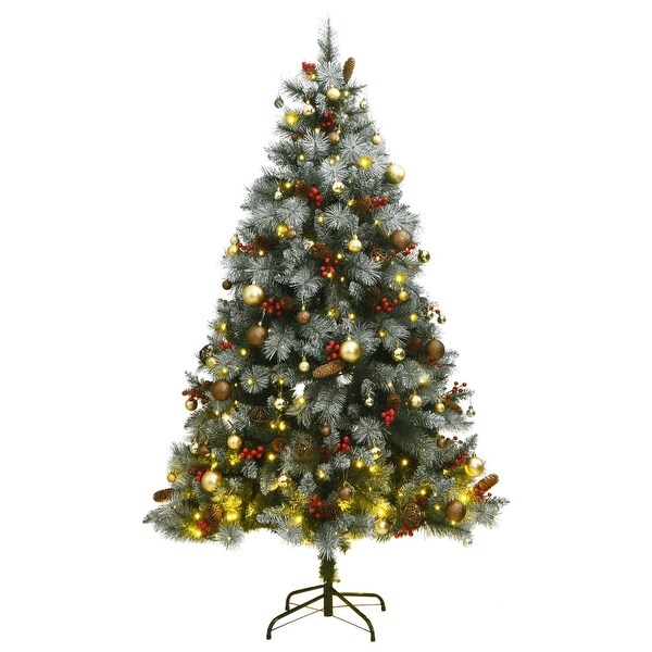 vidaXL Christmas Tree Artificial Hinged Christmas Tree with Cones and Berries