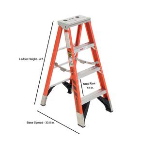 Werner 4 ft. Fiberglass Step Ladder with 375 lb. Load Capacity Type IAA Duty Rating 7404