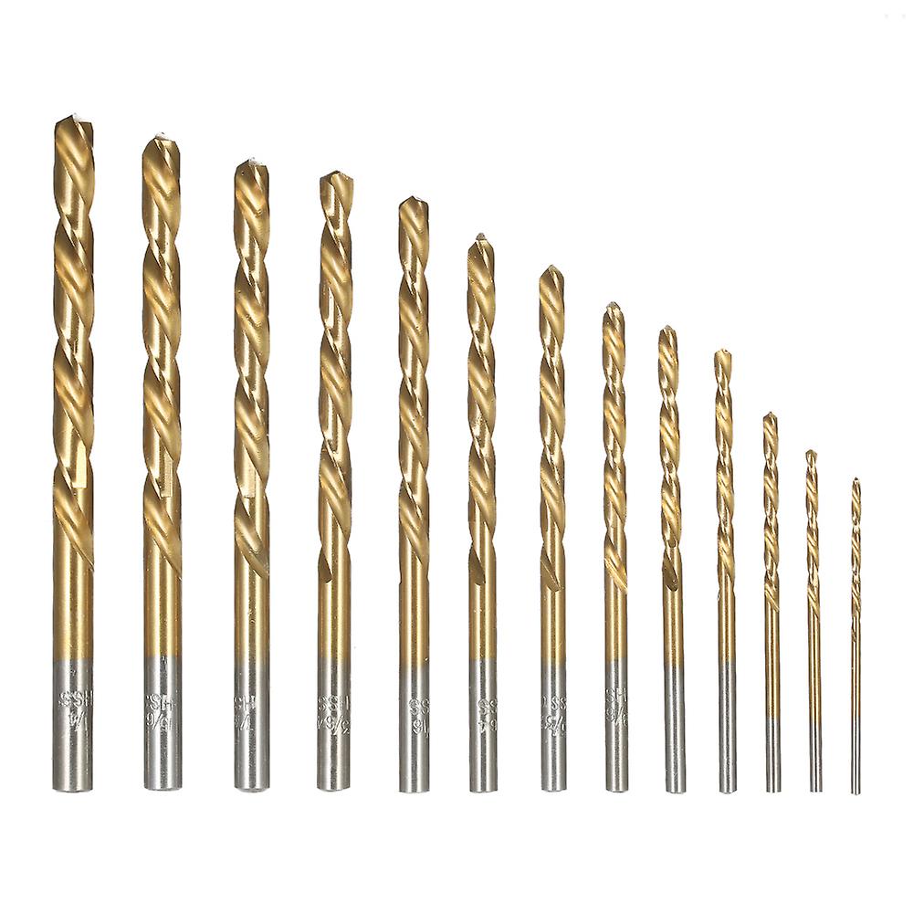 13pcs Left Handed Drill Bit Set M2 Hss With Titanium Nitride Coating (1/16