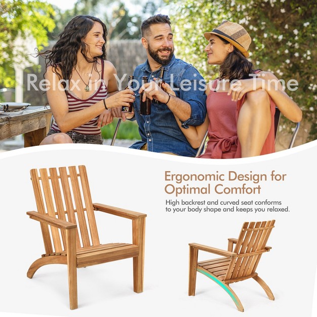 Tangkula 2pcs Wooden Adirondack Chair W ergonomic Design Outdoor Lounge Armchair Acacia Wood Chair For Yard amp patio