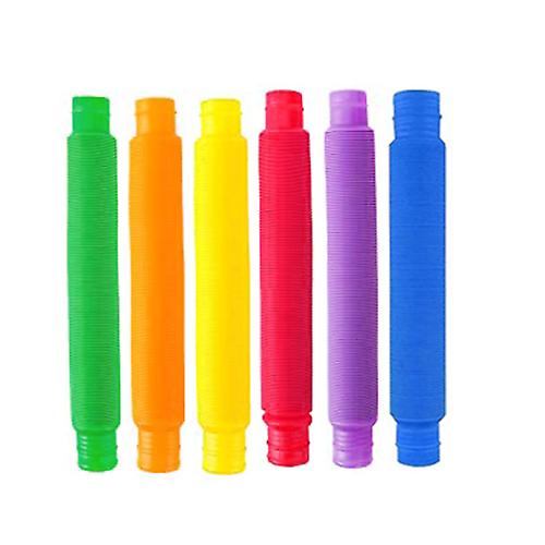 Children Telescopic Tube Toy Plastic Bellows Sensory Learning Toy Adult Decompression Elastic Tube Rose Red