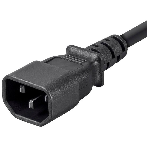 Monoprice 3 prong Extension Cord 6 Feet Black Iec 60320 C14 To Iec 60320 C13 18awg 13a 125v