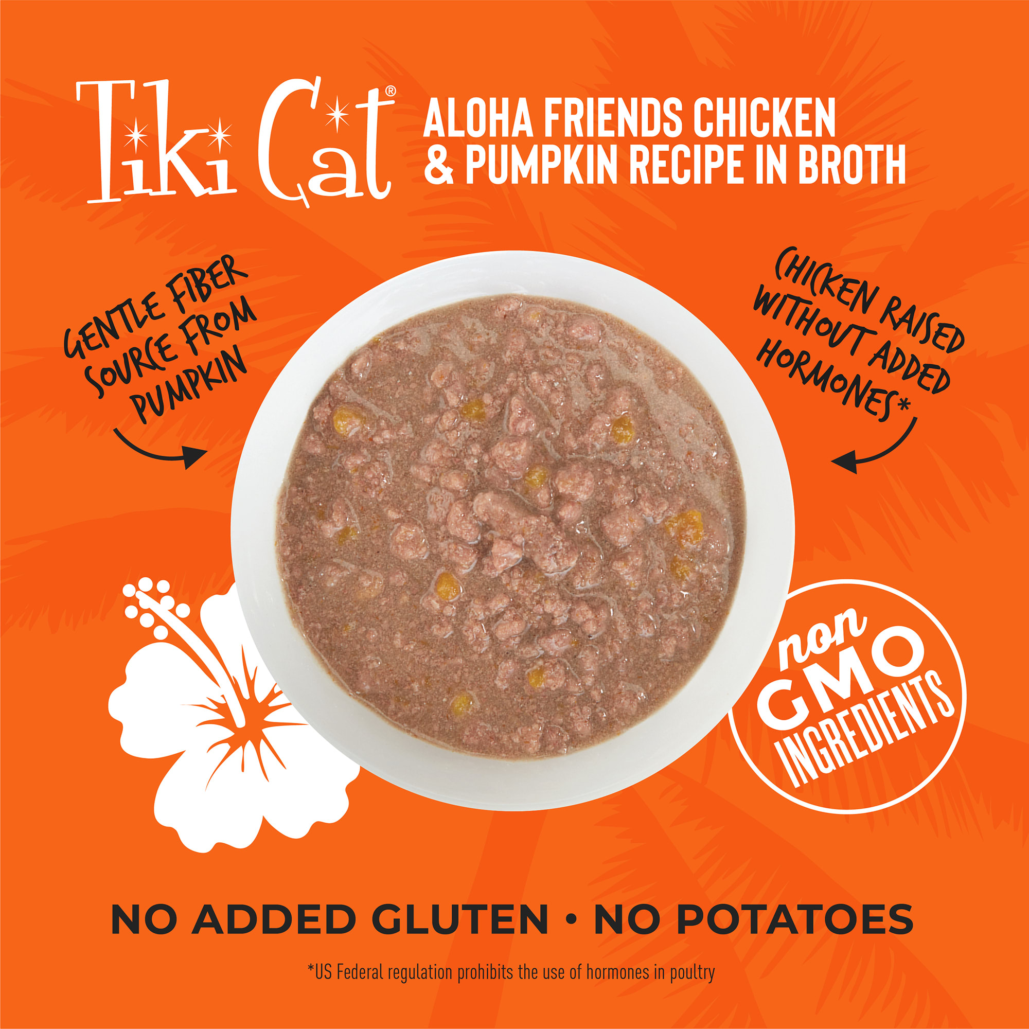 TIKI CAT Aloha Friends Chicken with Pumpkin Wet Cat Food， 2.5 oz.， Case of 12