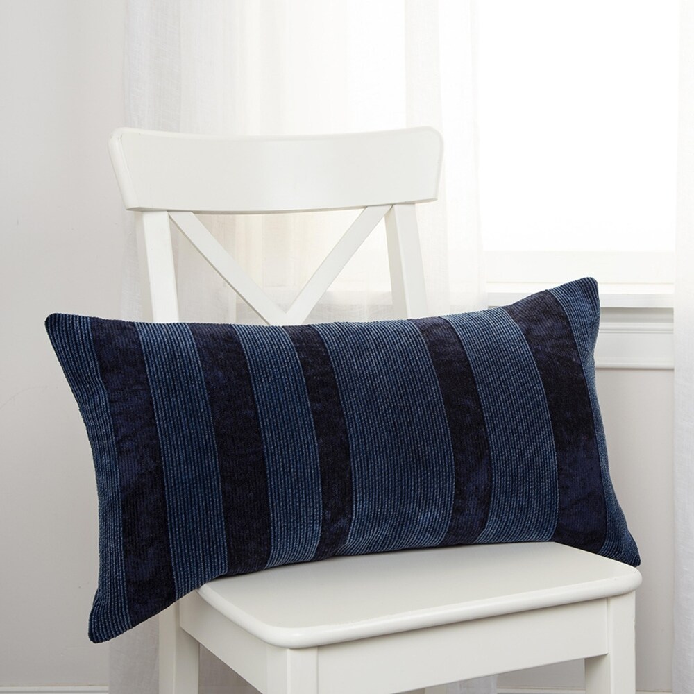 Navy Solid Cotton Applied Throw Pillow