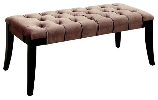 Furniture of America Dianne Contemporary Fabric Tufted Bench in Brown   Transitional   Upholstered Benches   by Homesquare  Houzz