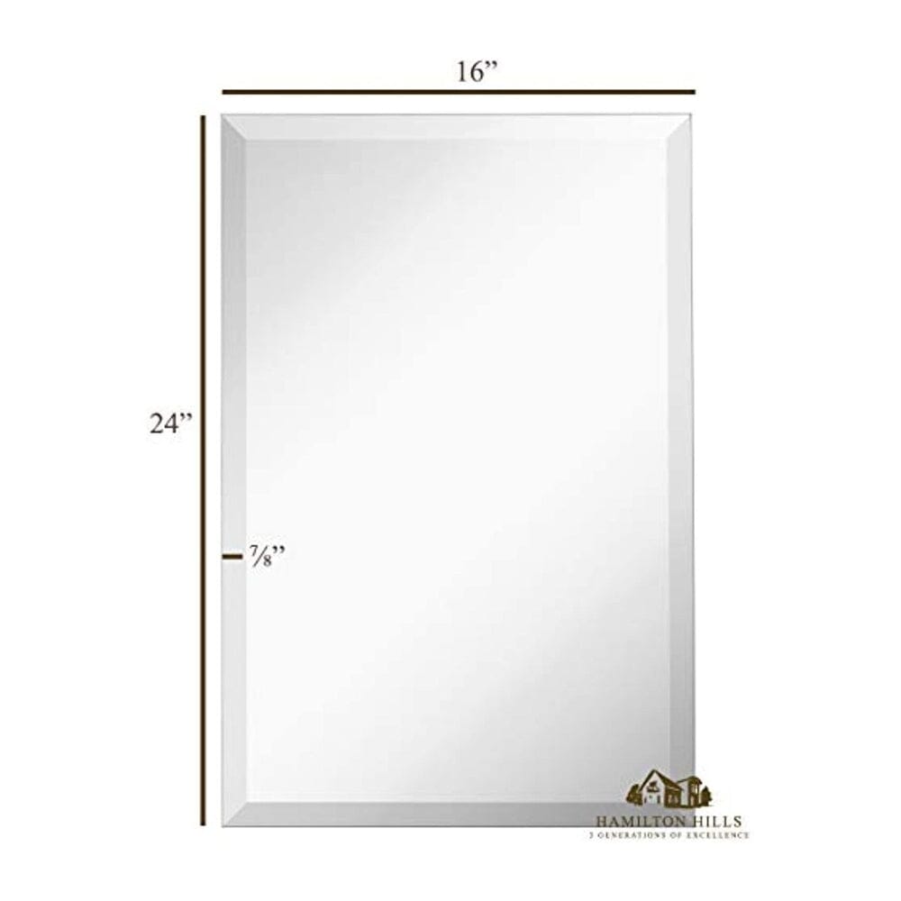 Large Frameless Mirror- 16x24 inch Premium Rectangle Beveled Mirror