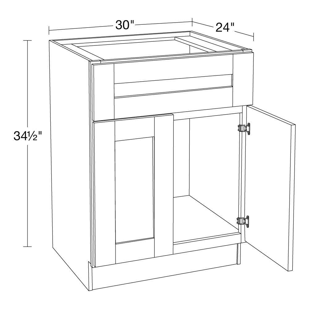 Home Decorators Collection Washington Veiled Gray Plywood Shaker Stock Assembled Base Kitchen Cabinet Soft Close 30 in. x 34.5 in. x 24 in. SB30-WVG