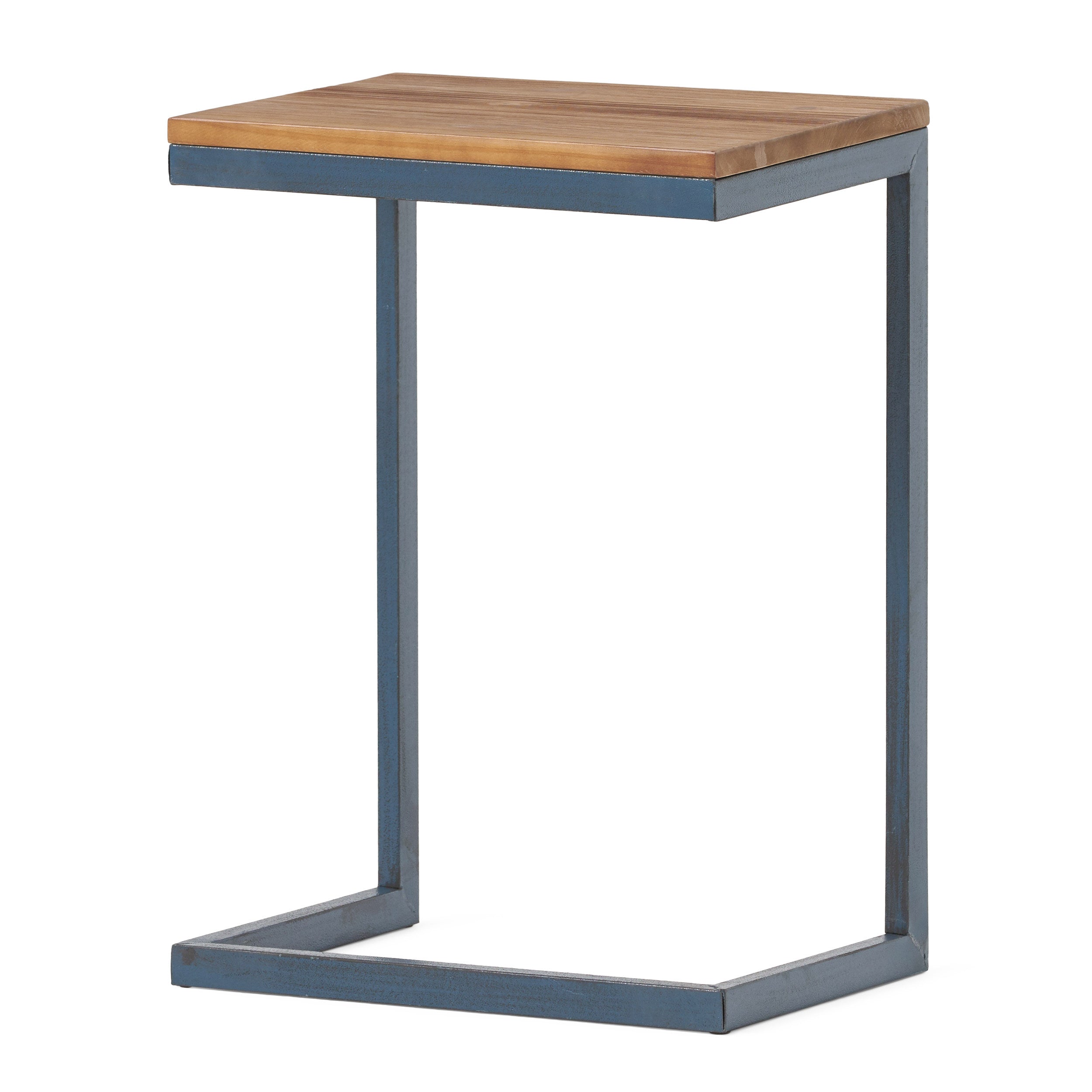 Ramona Modern Industrial Firwood C-Shaped Accent Side Table with Iron Frame