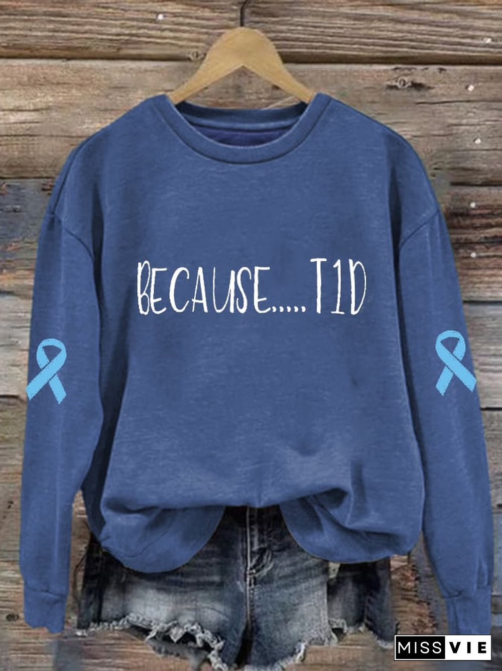 Women's Diabetes Awareness Print Long Sleeve Sweatshirt