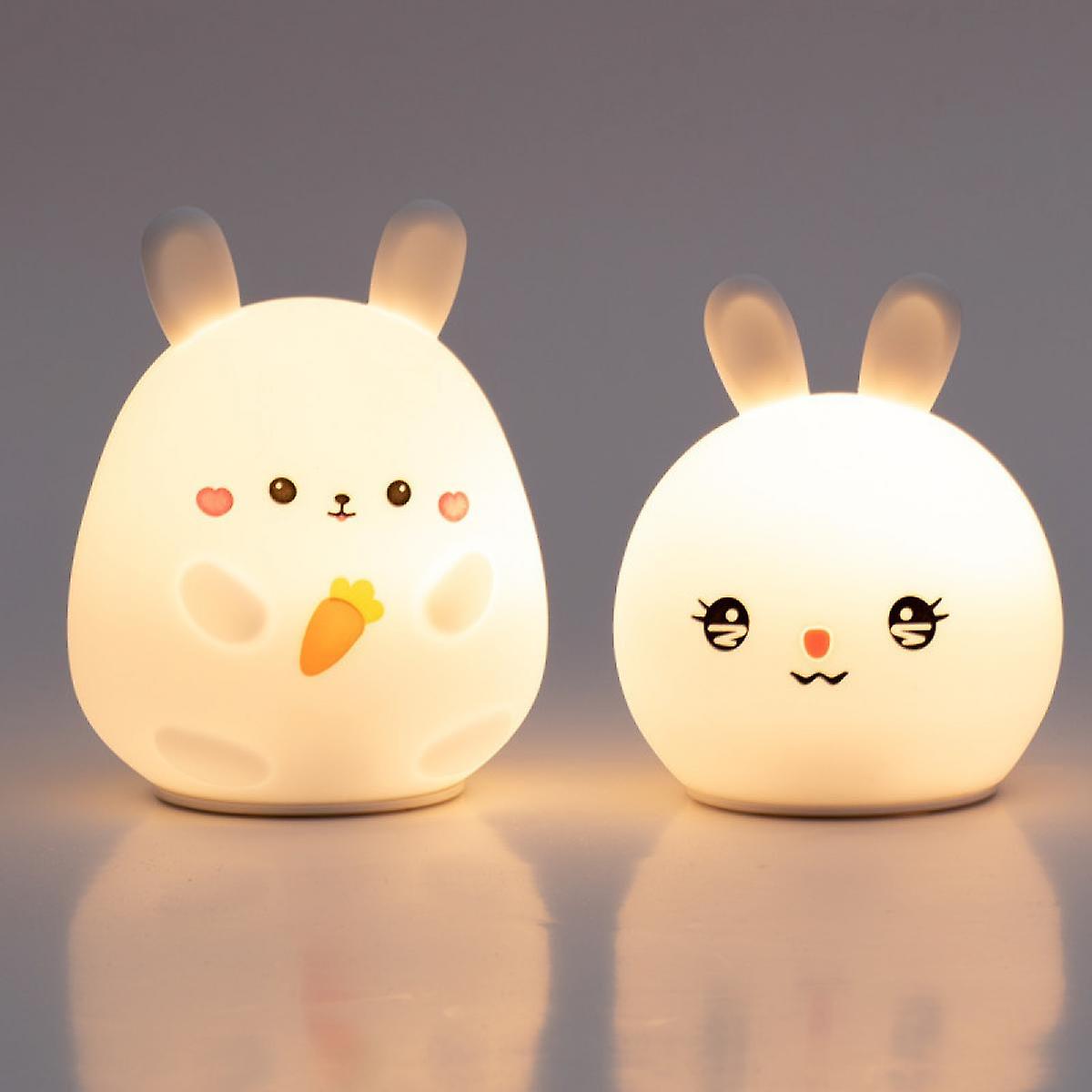 Cute Rabbit Kids Night Light Birthday Gift Night Light Portable Silicone Night Light(2pcs)