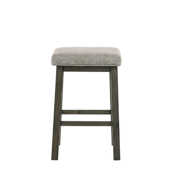 25 Inch Wooden Bar Stool with Fabric Seat， Set of 2， Grey