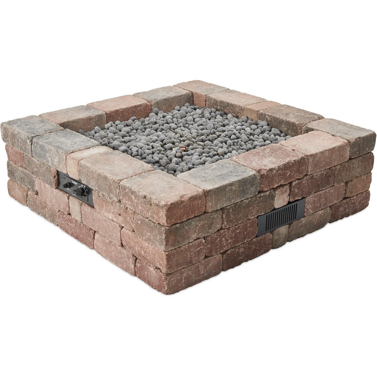 The Outdoor GreatRoom Company Bronson Block 51-Inch Square Propane Gas Fire Pit Kit with 42-Inch Crystal Fire Burner