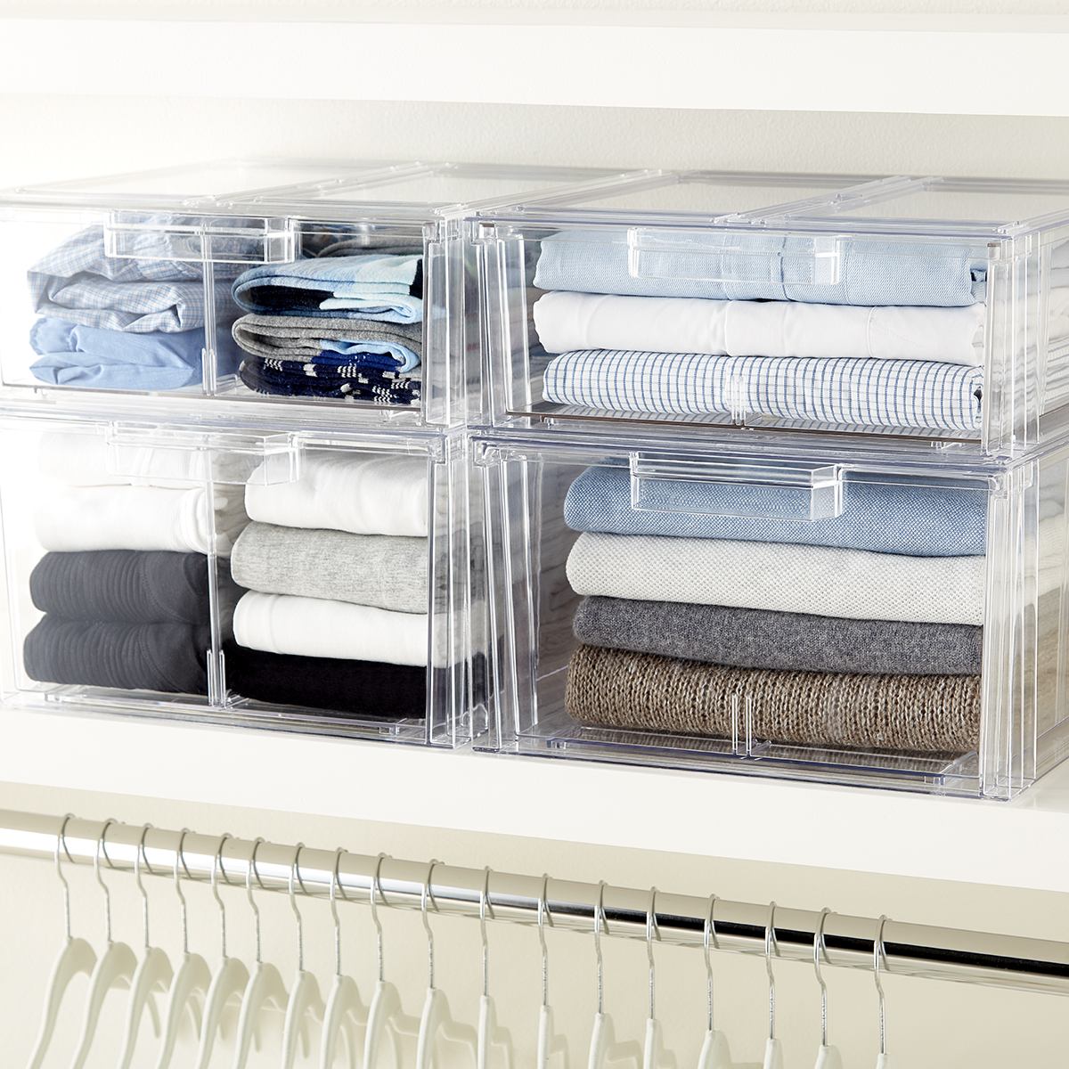 Clear Stackable Shirt amp Accessory Drawer Case of 3