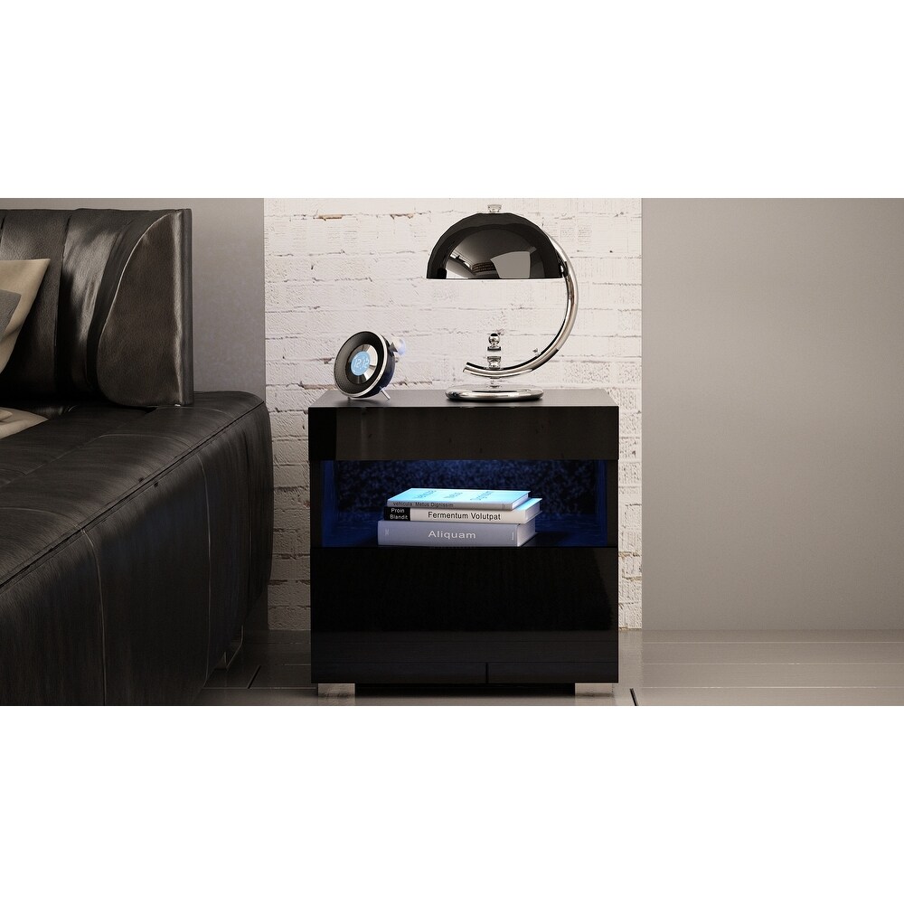 Strick   Bolton Cyrena High gloss Nightstand with LED Lights