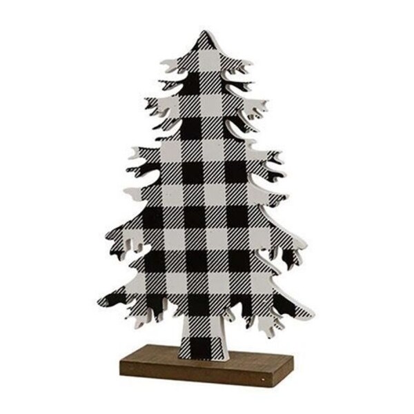 Black and White Buffalo Check Wood Tree