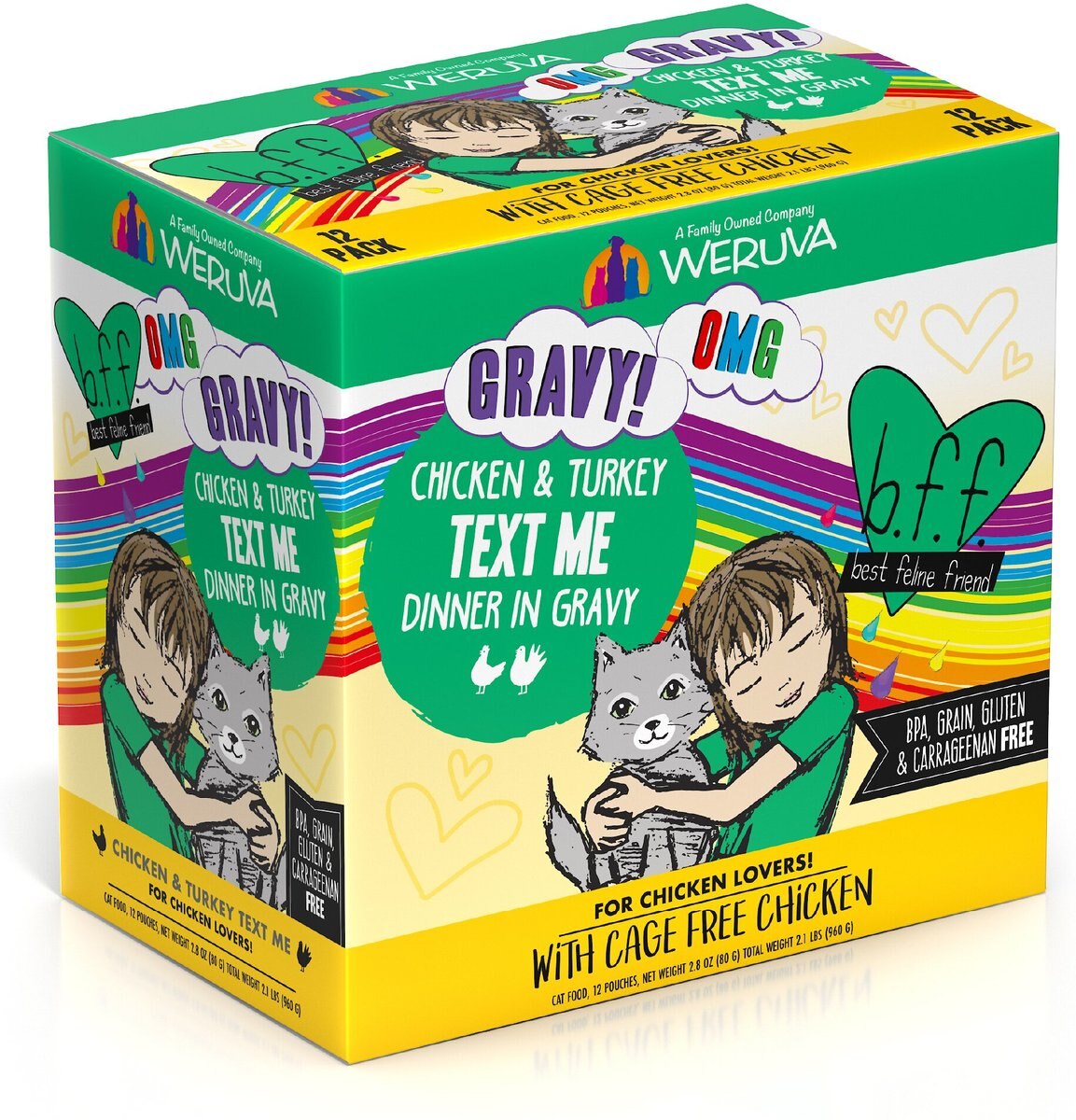 BFF OMG Text Me! Chicken and Turkey in Gravy Wet Cat Food Pouches