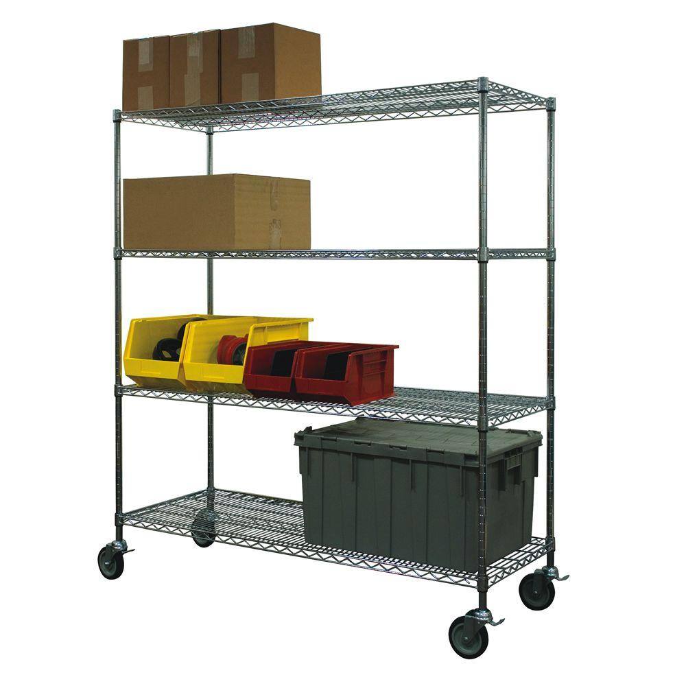 Storage Concepts Chrome 4-Tier Steel Wire Shelving Unit (48 in. W x 69 in. H x 24 in. D) WCC4-2448-63