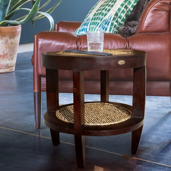 Chic Teak Dakar Mahogany and Banana Leaf Side Table