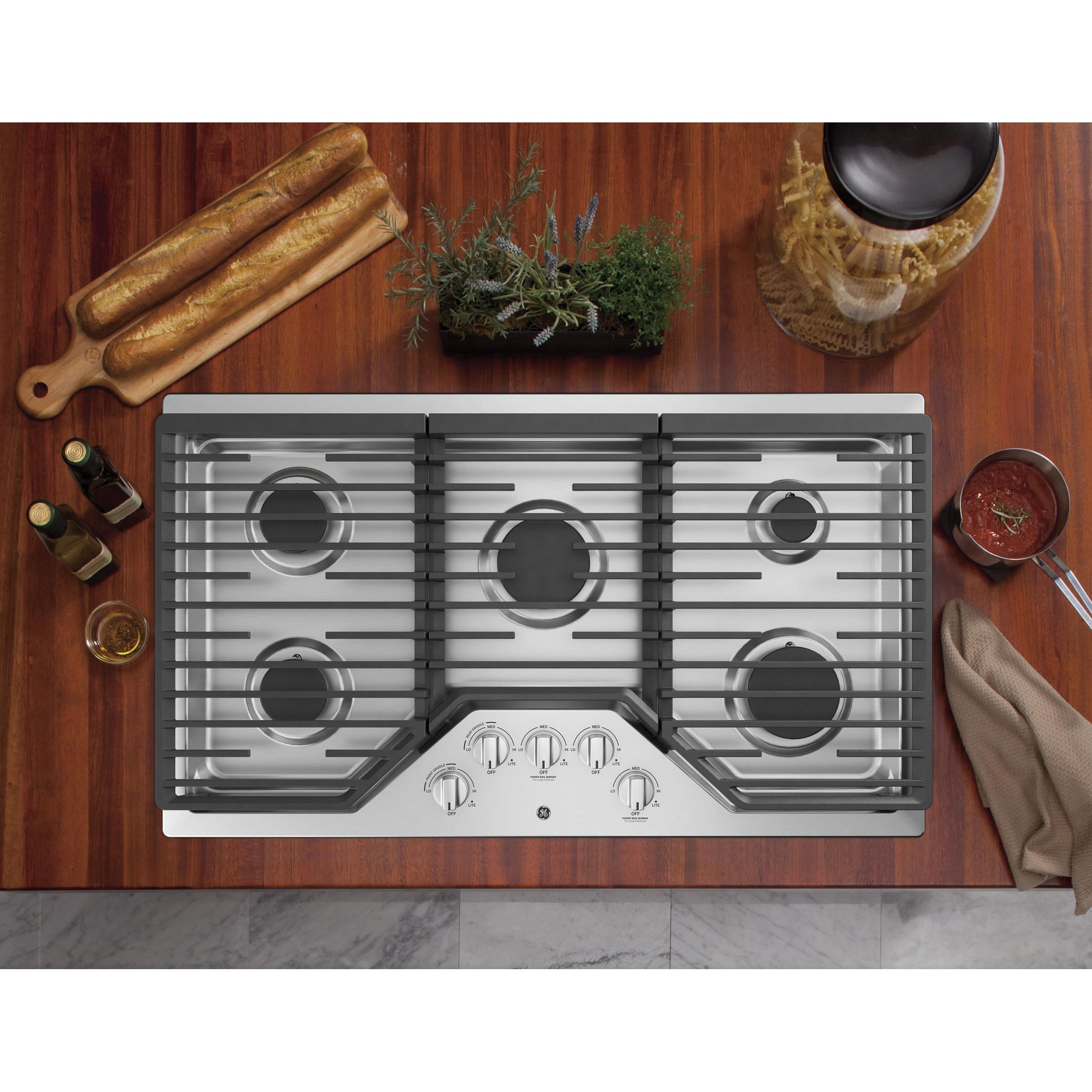 GE 36-inch Built-In Gas Cooktop JGP5036SLSS