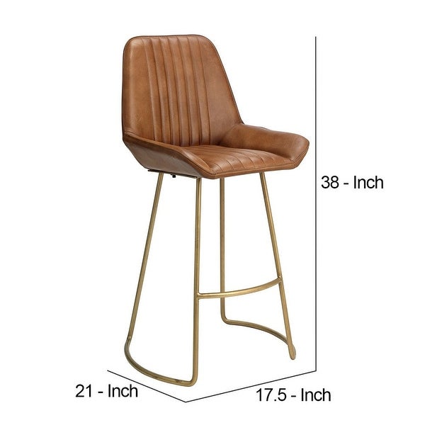 Counter Stool with Leatherette and Metal Sled Base