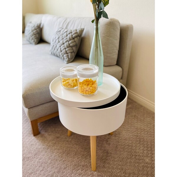 Zoe 2-Piece Mid-Century Modern Round Storage Coffee and End Table Set