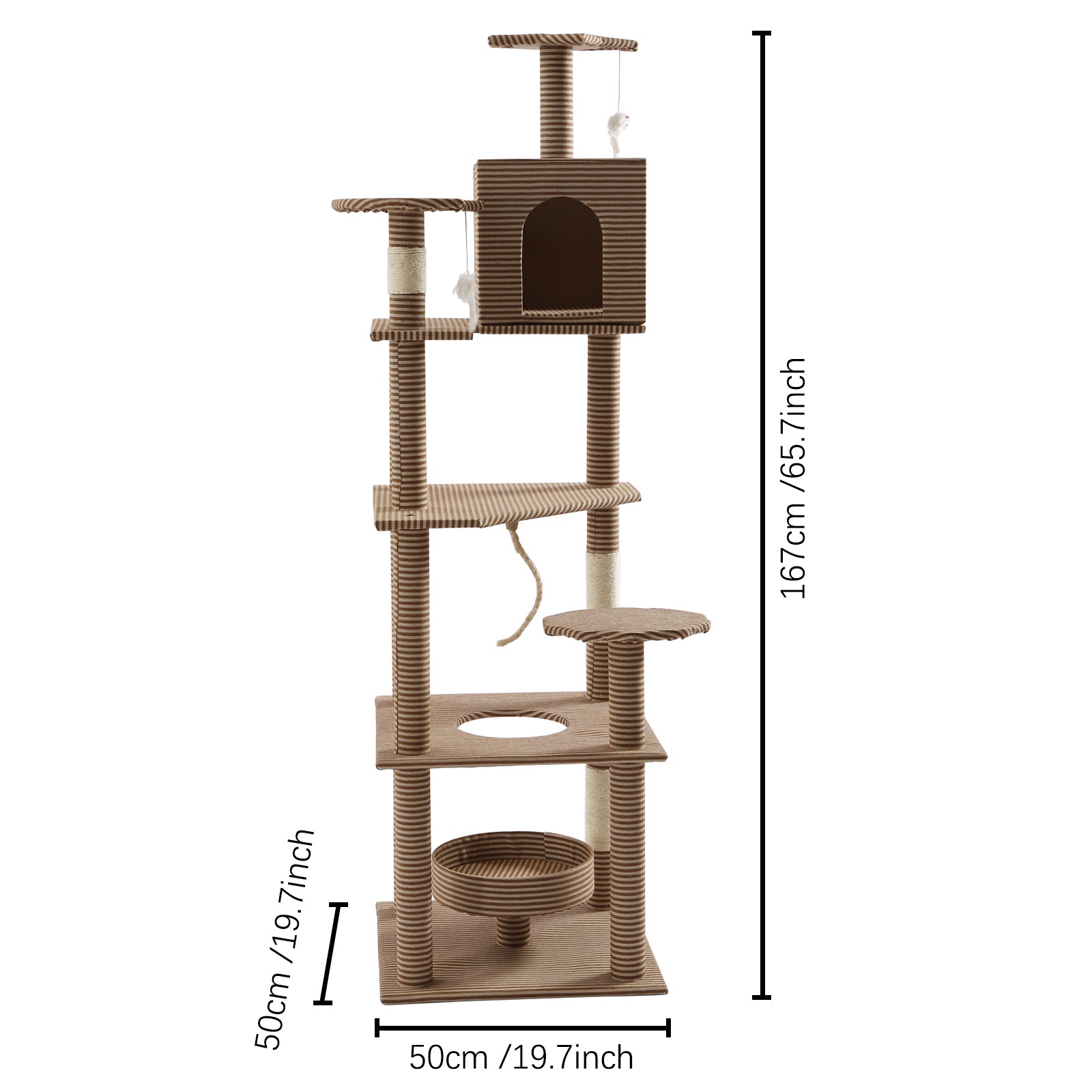 Loyalheartdy Floor to Ceiling Cat Tree， 5.5Ft Tall Cat Climbing Tree Cat Tower Kitty Play House w/Scratching Posts Condo Perches