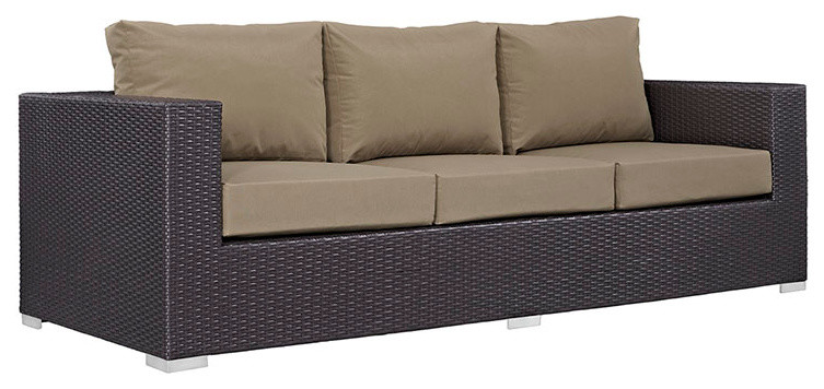 Convene Outdoor Wicker Rattan Sofa   Tropical   Outdoor Sofas   by Modern Furniture LLC  Houzz