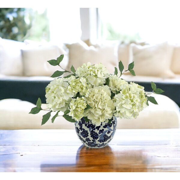 Hydrangea Floral Arrangement in Decorative Ceramic Vase