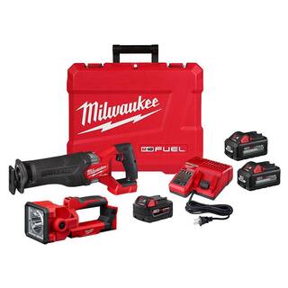 MW M18 FUEL 18V Lithium-Ion Brushless Cordless SAWZALL Reciprocating Saw Kit w LED Search Light  Two 6.0Ah Batteries 2821-21-2354-20-48-11-1862